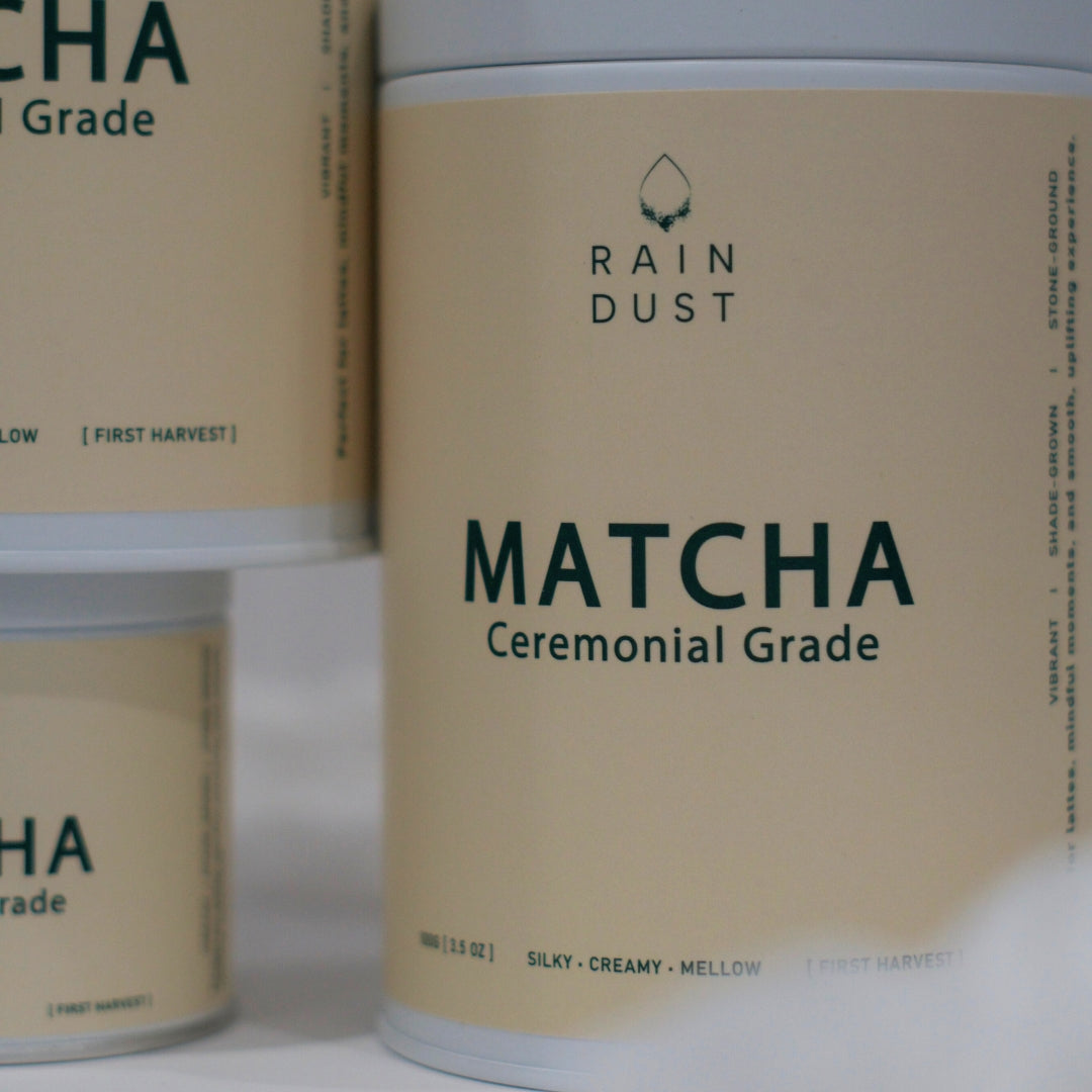 Premium organic matcha powder whisked into a smooth creamy Japanese green tea.
