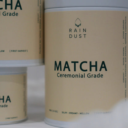 Premium organic matcha powder whisked into a smooth creamy Japanese green tea.