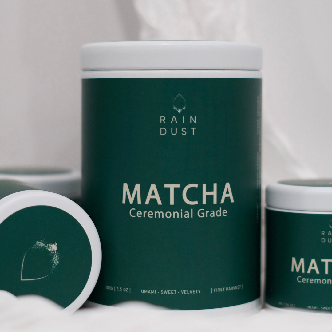Premium matcha with deep umami flavor and creamy texture, authentic Japanese green tea experience.