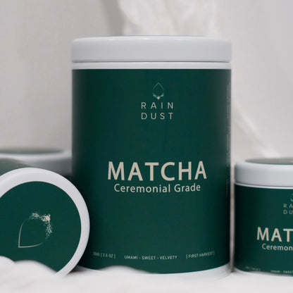 Premium matcha with deep umami flavor and creamy texture, authentic Japanese green tea experience.