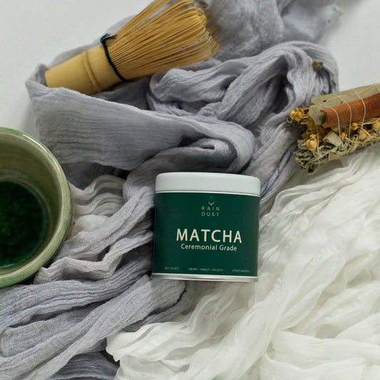 Rich umami matcha made from first harvest Japanese tea leaves, finely stone-ground into vibrant green powder.