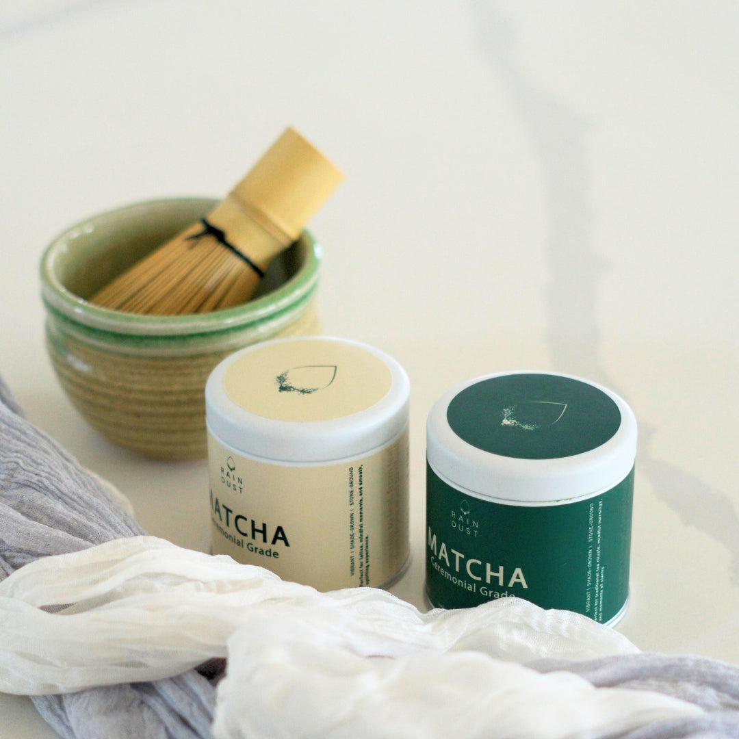 Vibrant green matcha powder with deep umami taste, authentic Japanese green tea in Canada.